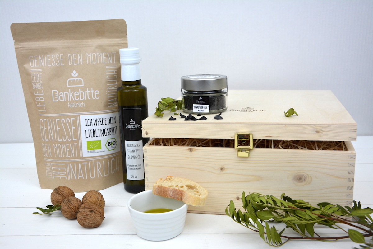 Geschenkbox-Brotbackmischung-Brot-und-Oel-Pane-e-Olio4 GeSCHENk "Pane e Olio" - Brot und Öl