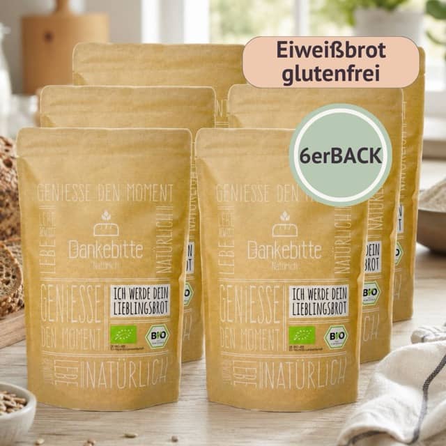 6erBACK Eiweißbrot glutenfrei Dankebitte 6erBACK Eiweißbrot Low Carb glutenfrei mit Körnerbrot, Saaten, Nüssen