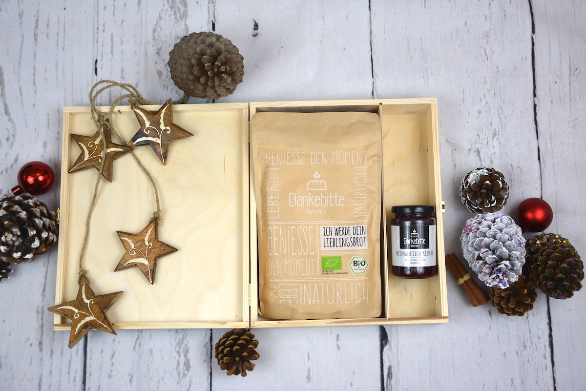 Weihnachtsgeschenkbox-kleine-DB232-5 Dankebitte Holzkiste "Frohe Weihnachten" Weihnachtsgeschenkbox "klein"