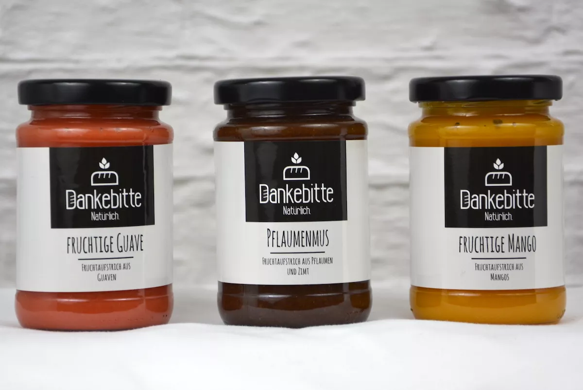 Dankebitte-Fruchtaufstrich-Fruchtiges-Dreierlei Dankebitte Fruchtaufstriche